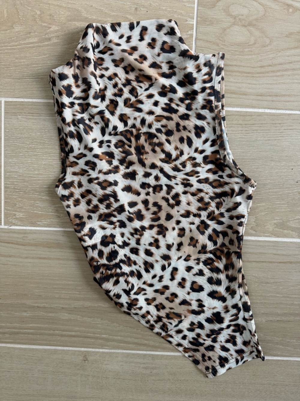 Leopard Print Sleeveless Mock Neck Bodysuit